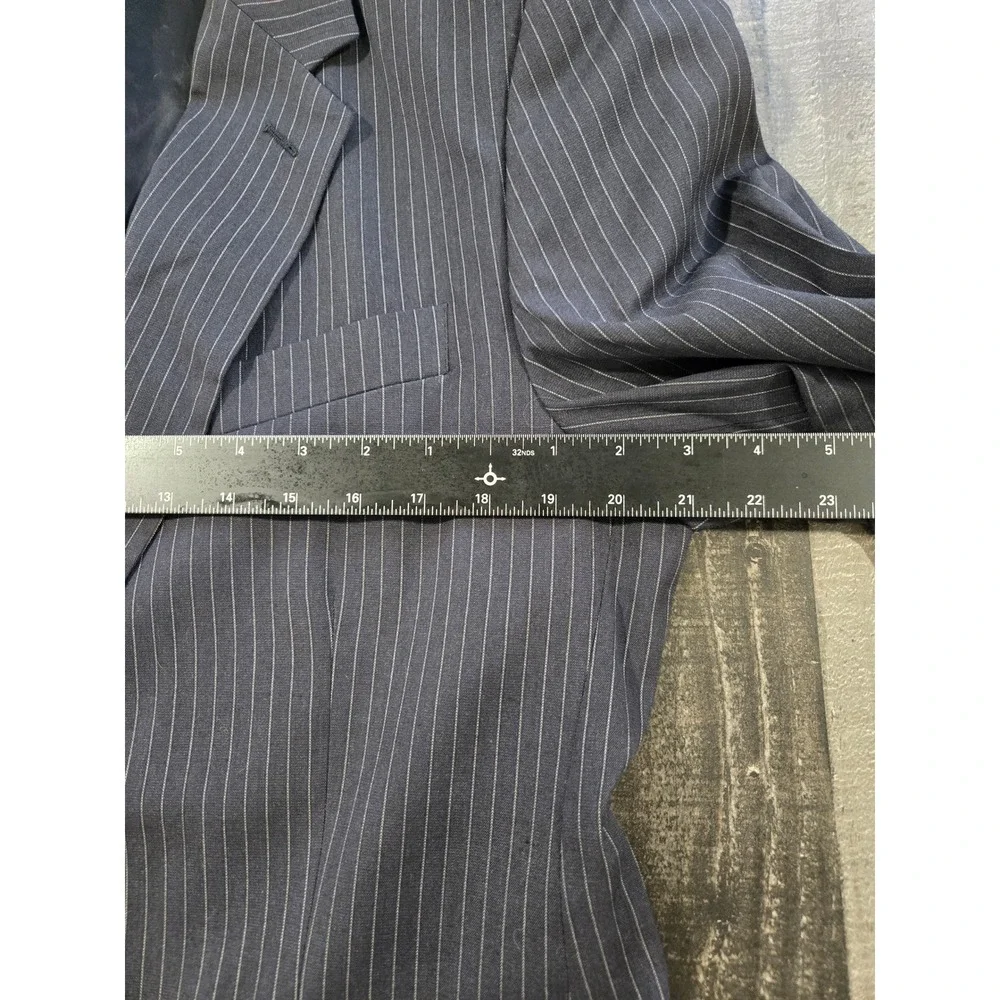 Emporio Armani Pinstripe Suit Jacket Charcoal Gray Wool Made in Italy US 42EU 52